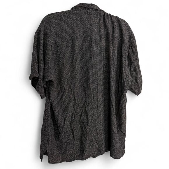Vtg 90s PRONTO UOMO 2X Camp Shirt Black Rayon Acetate Textured Short Sleeve - Picture 6 of 8